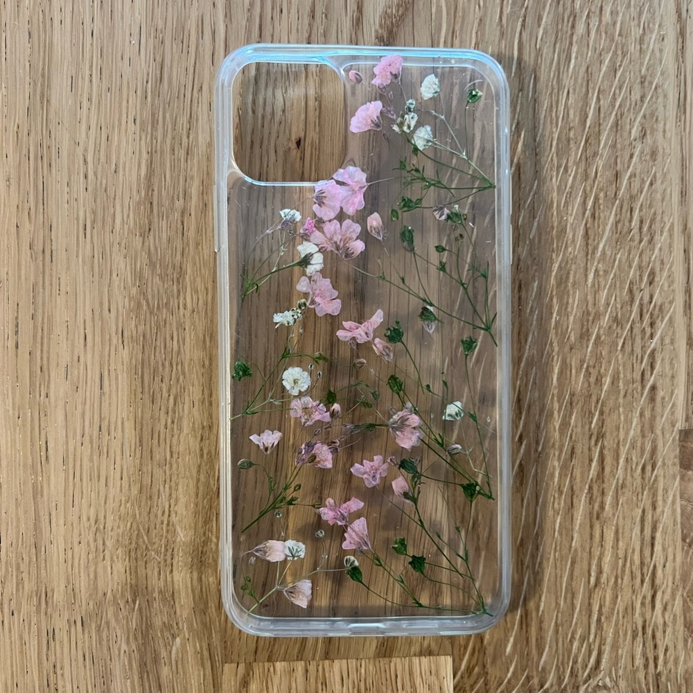 Clear with pressed flowers iPhone 11 Pro Max case